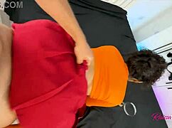 velma's curvy body trembles with emotion from deep anal creampie in halloween costume. fat cock fills ass completely with hot load