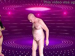 Hot shaved babe strips teases rips clothes dances close-up with monster cock handjob outdoors