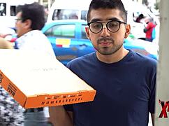 This young chubby Venezuelan teen with huge tits fucking the pizza guy as tip, right?