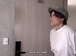 juicy latina delivery girl sucks bbc then rides cowgirl before creampie finish