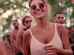 sexy girls dancing wild at the music festival party on holiday vibes