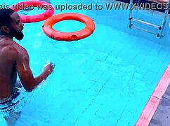 how does mareme edet handle four cocks banging her poolside?