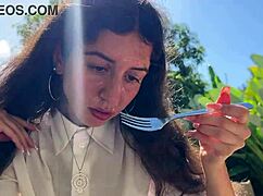 i begged friend to cum on my face at cafe for sperm food