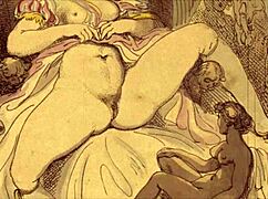 vintage erotic drawings showcase hairy antique beauties in retro passion