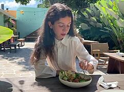 i begged friend to cum on my face at cafe for sperm food