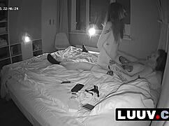 real exhibitionist couple flashes juicy pussies in homemade bedroom sex!