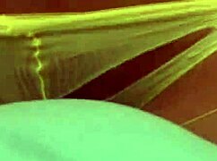 Jenny Welch strips yellow pantyhose teasing wet pussy for older guy