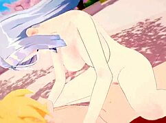 shenhe sneaks into the park for wild outdoor hentai anal creampie adventure with squirting finish