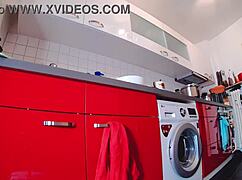 Whoa! Steamy curvy babe teases fat ass in tight short jeans and thong panties!