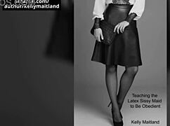 Cruel Natalia Forrest makes her new latex sissy maid jerk off while humiliating her in heels and dress