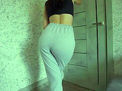 curvy teen pisses sweatpants in gym desperation