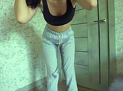 curvy teen pisses sweatpants in gym desperation