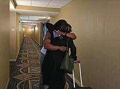 Ebony couple seduces slim thick Mena Carlisle for bareback threesome ass worship