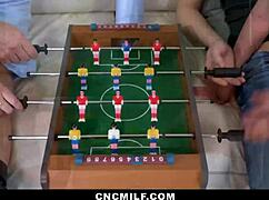 stepfamily's foosball turns into freeuse 4some with milf teen cowgirl doggy and tits