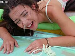 damn anal nuria millan spewin chunky pink piss mess cum extreme throat bulge wide open eye