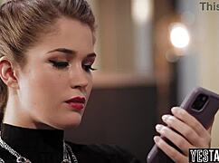 sly lesbian detective corners big ass milf wife for sneaky fingering fuck