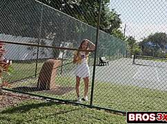 Athletic tennis babe gets picked up then takes huge cock deep in ass for cash