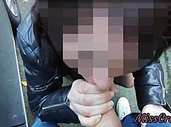 dude i whip out my dick between cars on the street this hot french girl spots it gropes and jerks me off risky af