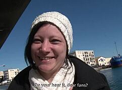 Caro flashes public then takes hard pounding bitch!