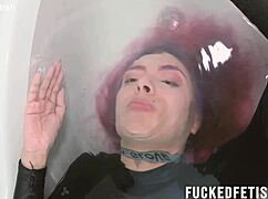 Sexy latina's natural tits heave in extreme underwater blackout breath hold