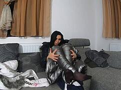 feeling so naughty in my fur hooded jacket as i masturbate wildly with dildo