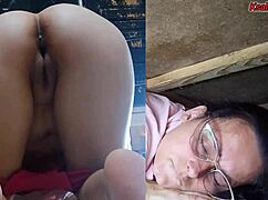 stepson sees helpless stepmom stuck under sink and fucks her big ass doggystyle bareback rough