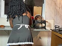 Black maid sneaks young boss son for wild bareback ride