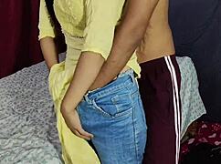 indian girl in salwar suit rides boyfriend romantically