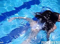 😘 sexy latina helen star's big natural tits wet in white swimwear poolside... new scene w42 💦