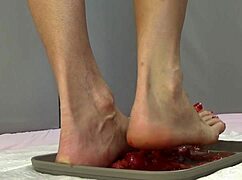 wanna see me pee all over these strawberries then trample them under my cute feet in the shower?