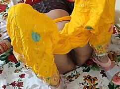 indian father-in-law seduces beautiful bahu wife on bed