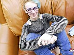 Wanna see blue haired nerd raven stroke her pussy then swallow my huge load?