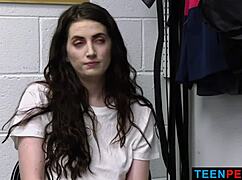 aria carson caught stealing bikini, punished with big black cock in garage