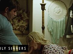 hot blondie bent over bed gets stepbro's monster cock doggystyle after boyfriend dumps her