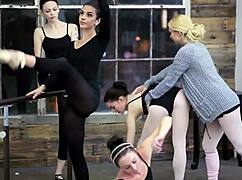 sporty brunette and pierced girls dive into hd lesbian boob and pussy play