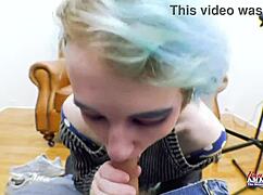 Wanna see blue haired nerd raven stroke her pussy then swallow my huge load?