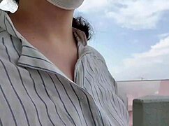 chubby japanese wife masturbates lewdly in apartment hallway