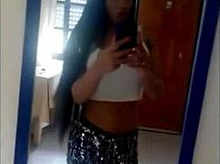 Argie brunette shemale snaps selfies while shooting hot semen everywhere intriguing