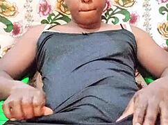 naughty black crossdresser oils up huge cock stroking closeup till massive cumshot 💦🍆