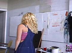 blonde coed flashes hairy pussy nervous but loving public nudity