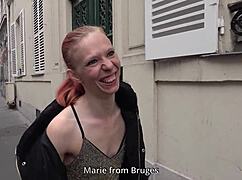 skinny redhead slut hairy pussy takes rough anal creampie pounding