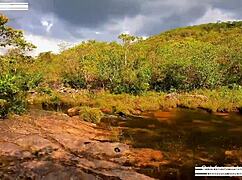 wanna watch this juicy latina milf get her swollen pussy licked before big cock fuck at the waterfall?