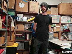 Female cop feeds her pussy to suspect then rides his big black cock at work