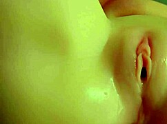 Lick cum from her tight pussy after threesome closeup?