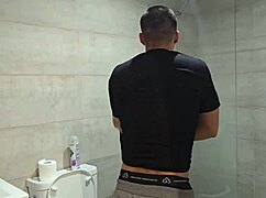 my latina friend craves facial cumshot during bathroom fuck