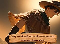 Muscular man moans during sex