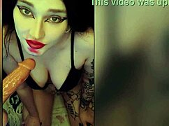 damn this beautiful cutie moans dirty while fucking herself with that huge dildo