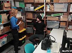 Female cop feeds her pussy to suspect then rides his big black cock at work