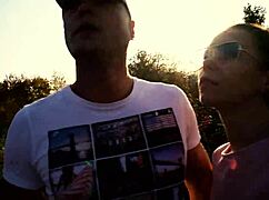 Petite teen pulls panties up after public park creampie doggystyle