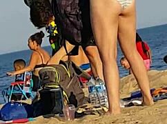 skinny beach girl caught on hidden cam during candid strut